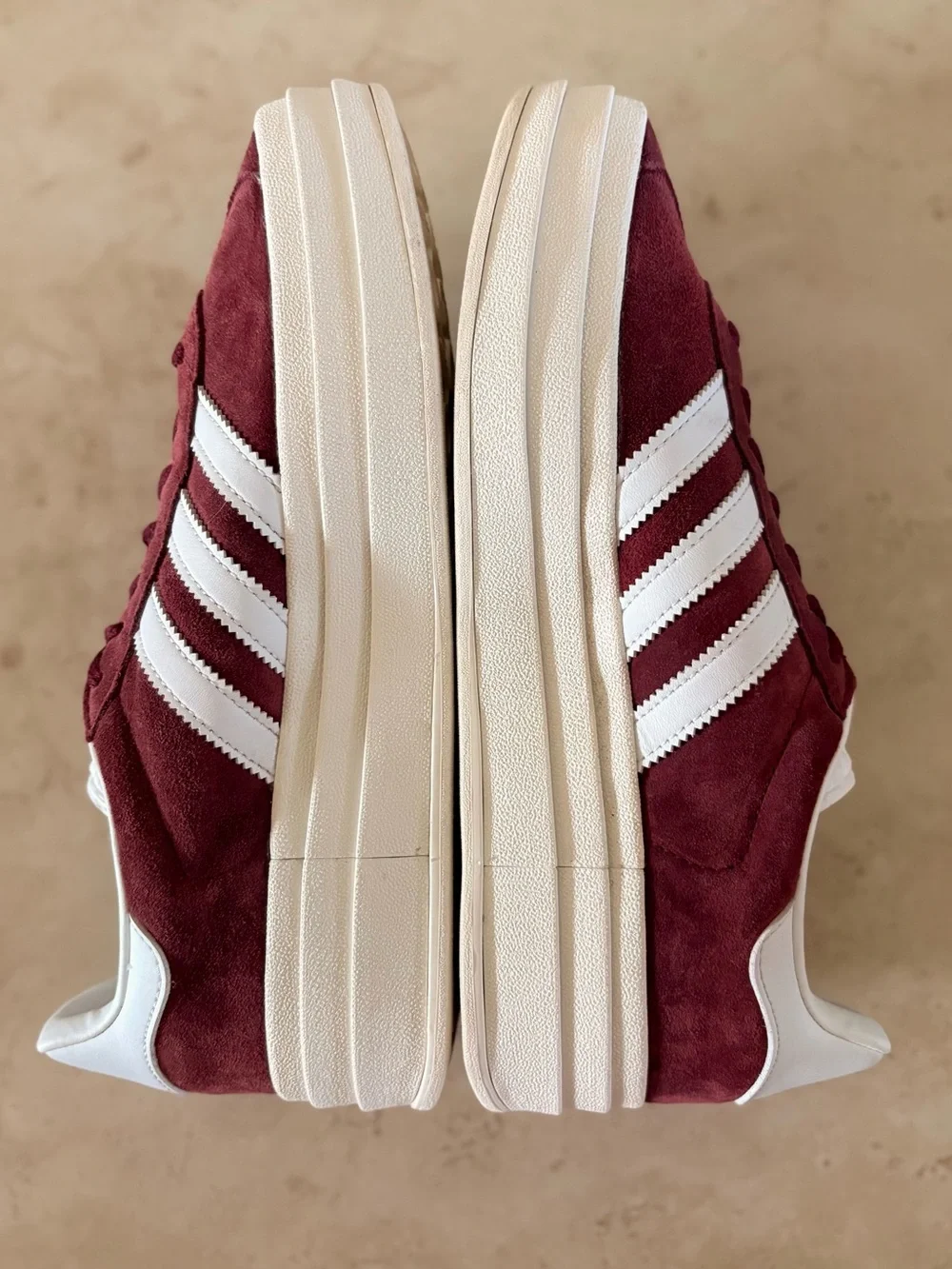 ADISAS Gazelle Bold Suede Platform Sneakers |Shadow Red Cloud White | Size 8.5